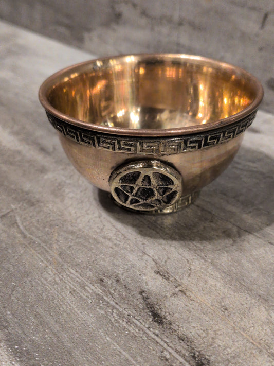 3" Copper & Brass Pentacle Offering bowl