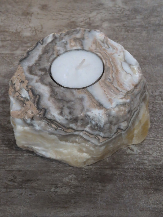 Zebra Calcite Tea light holder