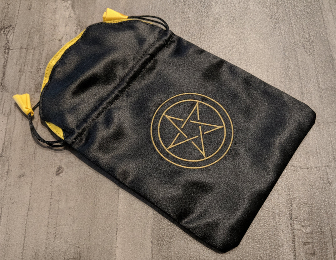 Black & Yellow Pentacle Tarot Card Storage Bag