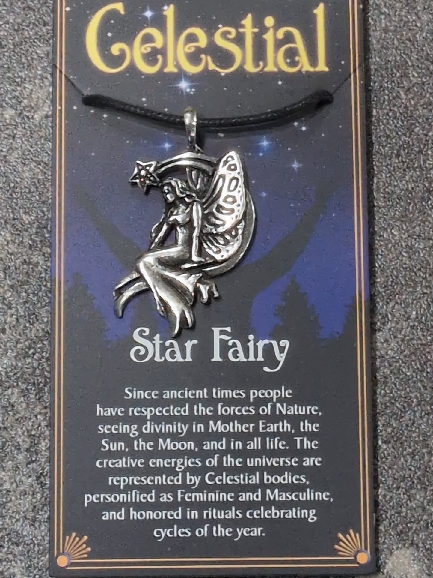 Celestial Collection Star Fairy Pewter Pendant w/ Leather cord