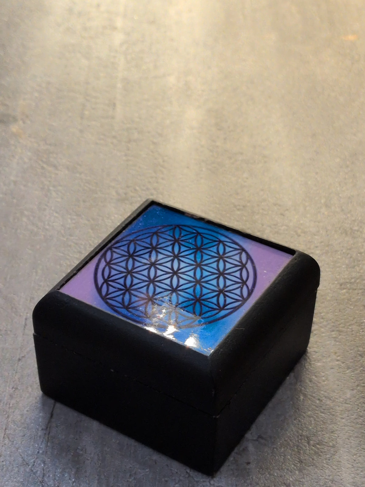 Sacred Geometry small wood box black