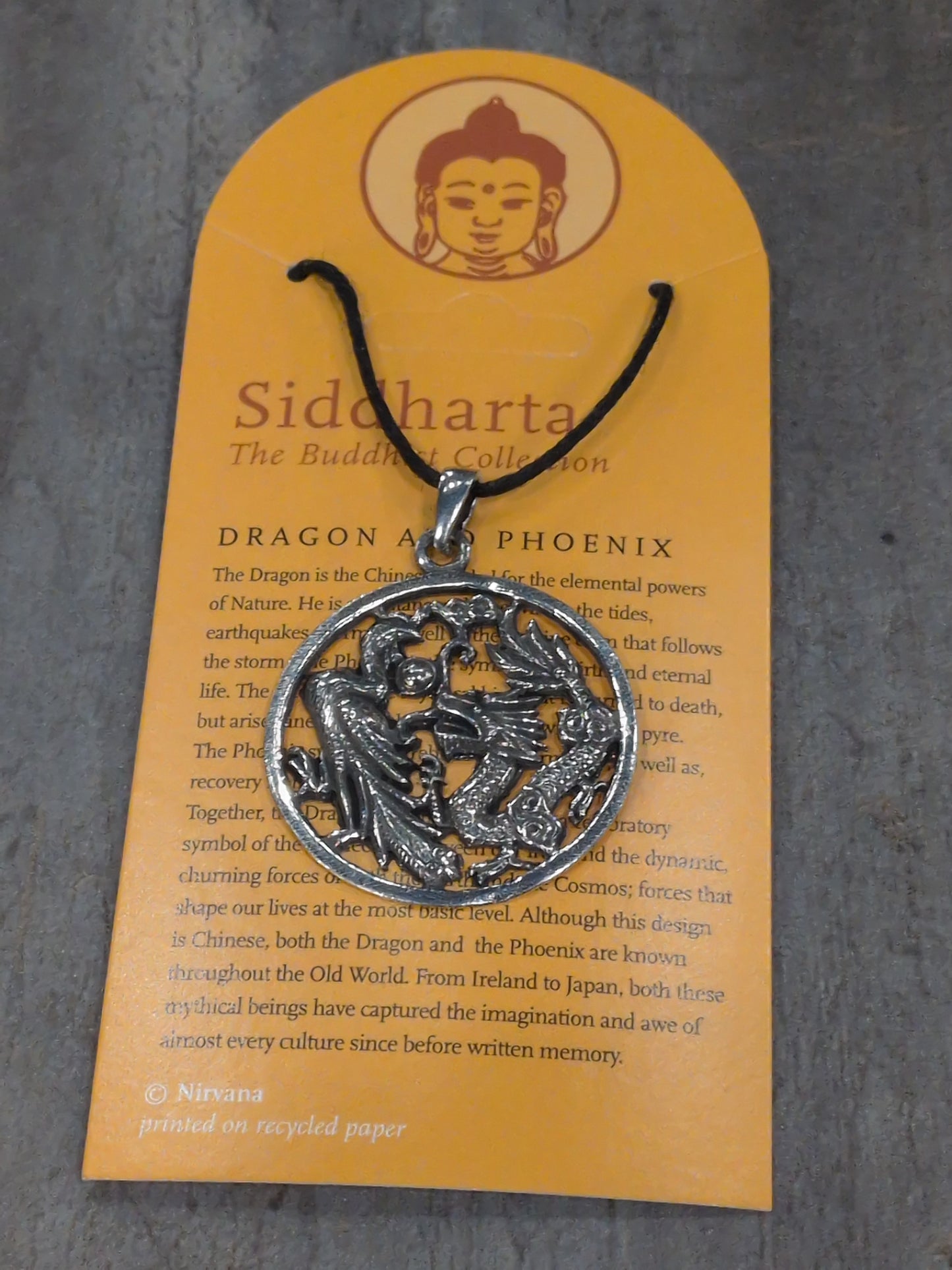 Siddharta/ Buddhist Collection Dragon and Phoenix Pewter Pendant
