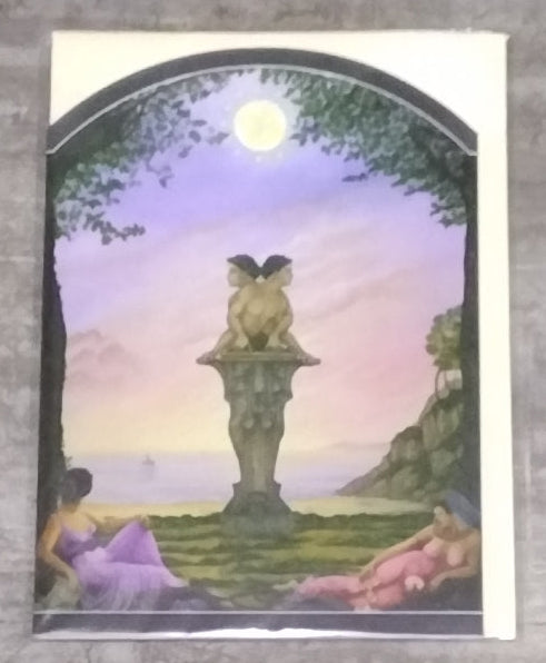 Two Cherub on Pedestal Tri-fold Gift Card