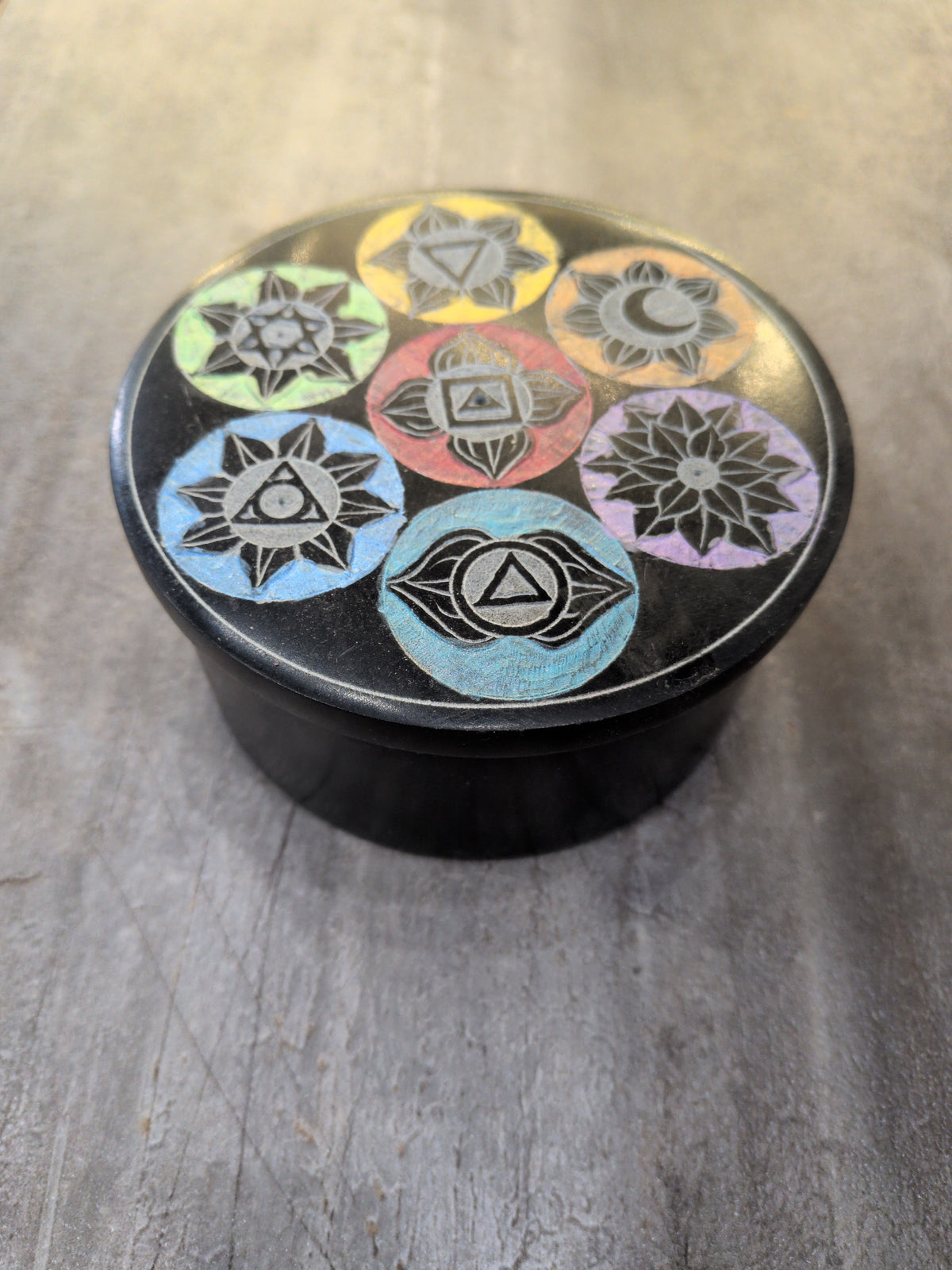 Chakras black stone box