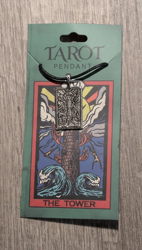 Tarot collection The Tower Pewter Pendant w/ Leather cord
