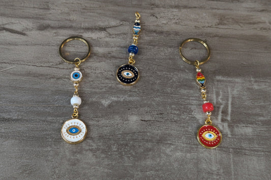 Gold w/ Assorted colors Evil Eye Talisman Key chain