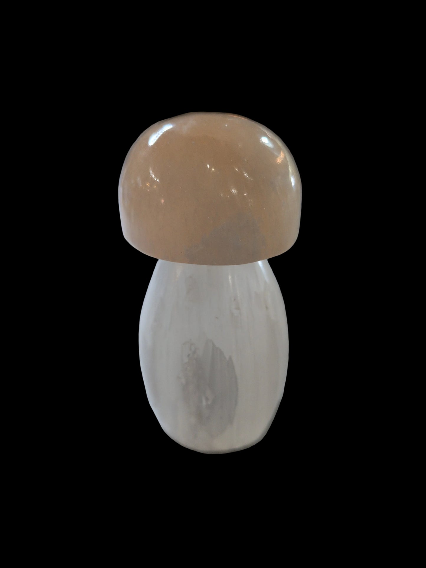 3" Orange cap Clear Selenite Mushroom