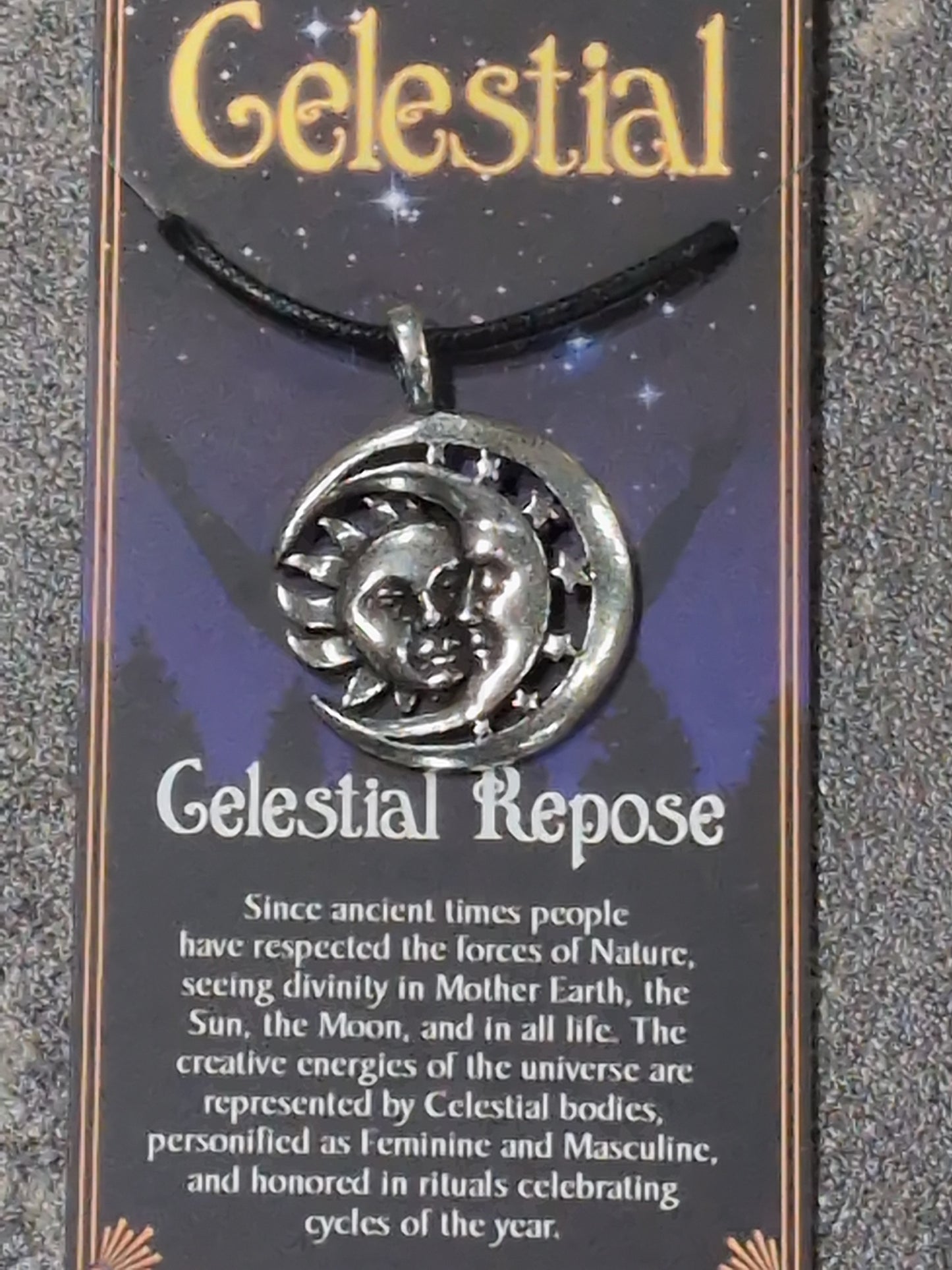 Celestial Collection Celestial Repose Pewter Pendant w/ Leather cord