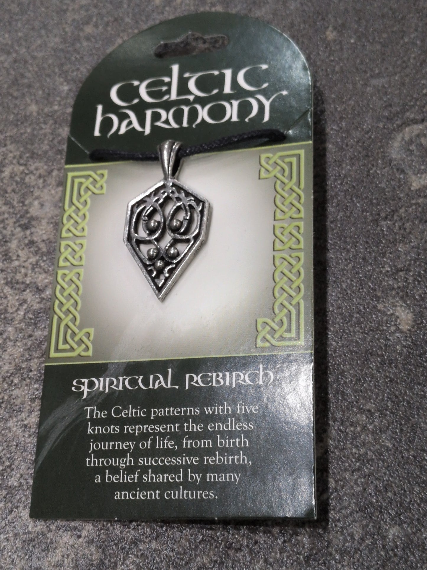 Celtic Harmony Spiritual Rebirth Pewter Pendant w/ Leather cord