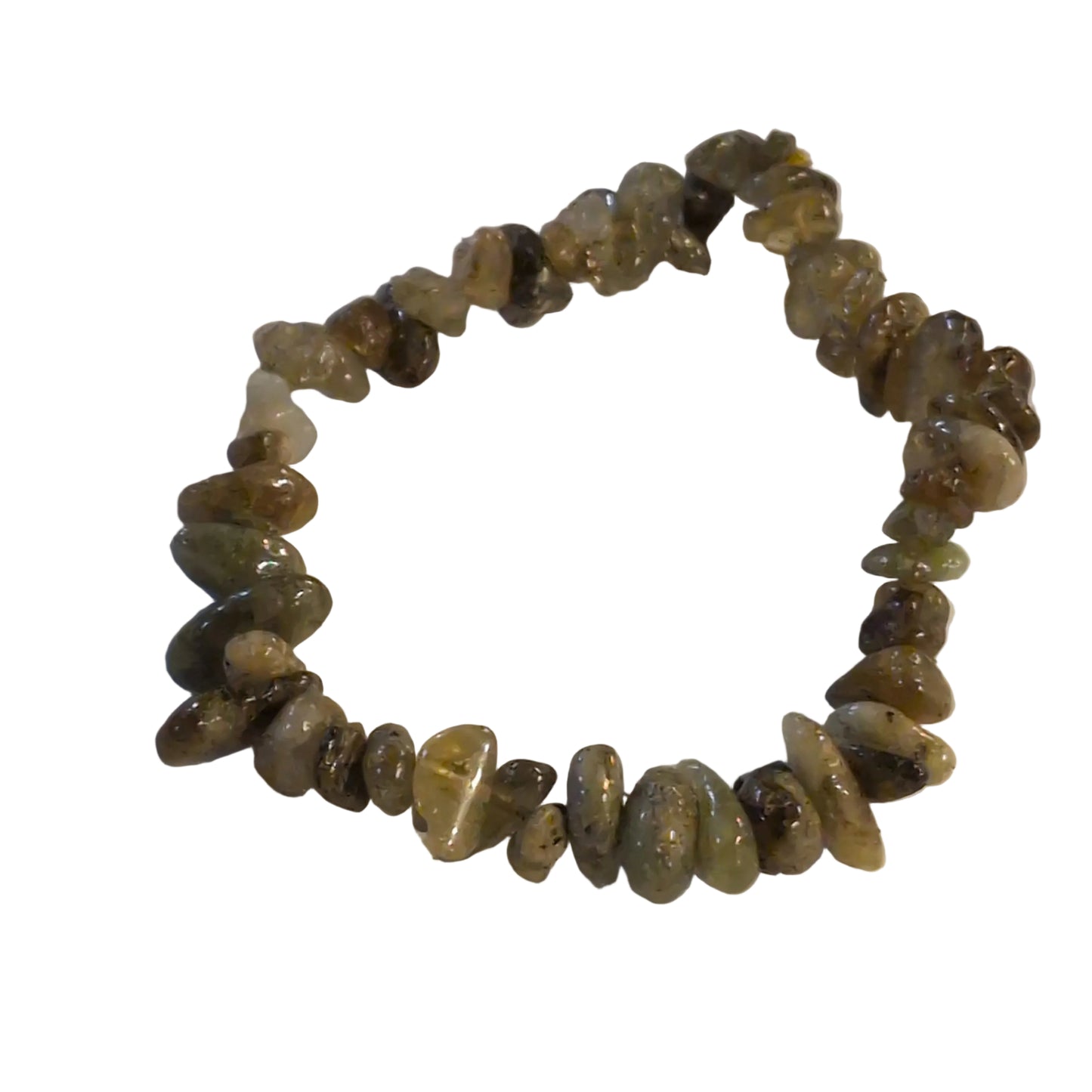 Elastic Chips Bracelet - Green Garnet