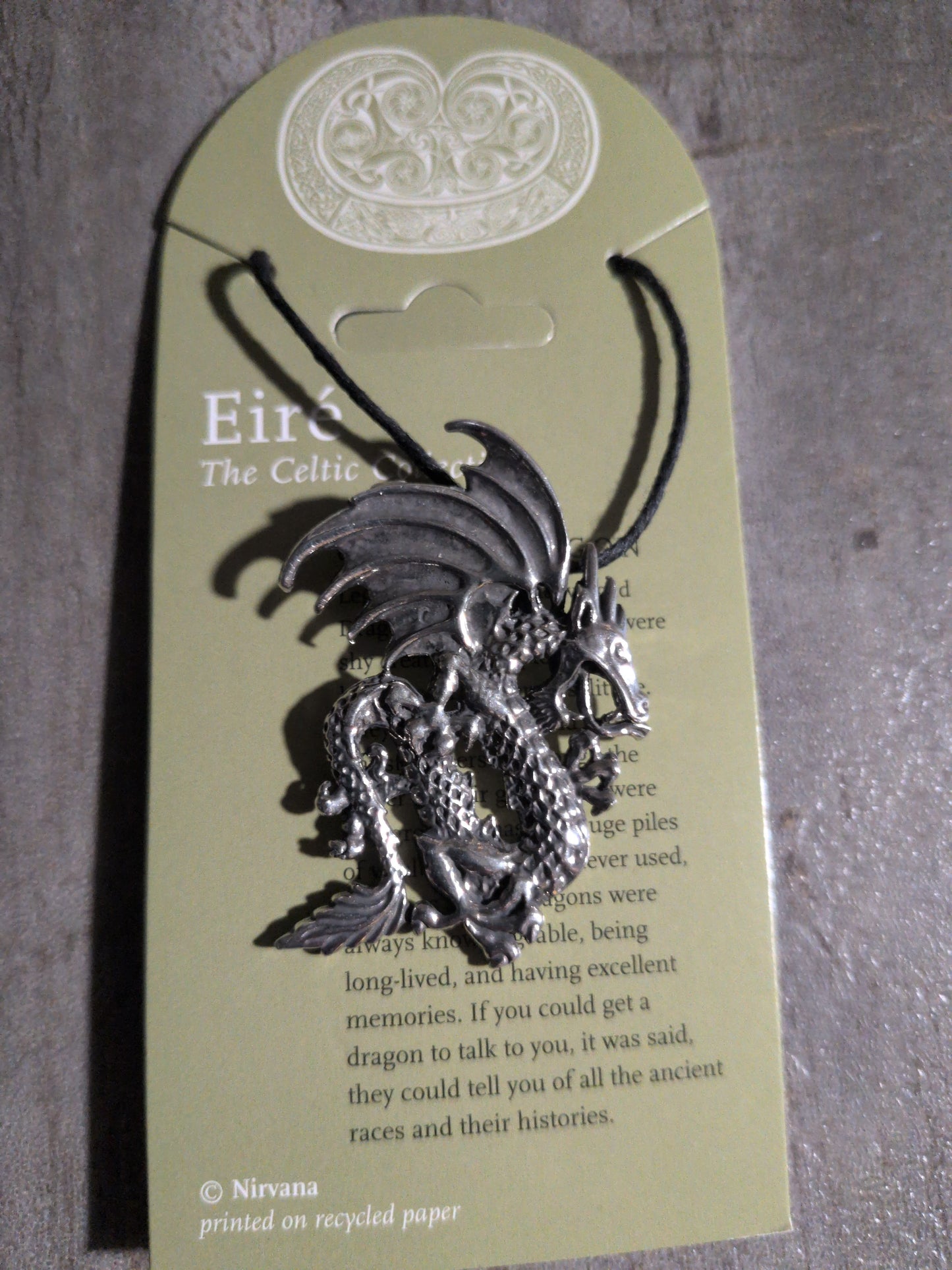 Eiré Celtic Collection Large Celtic Dragon Pewter Pendant