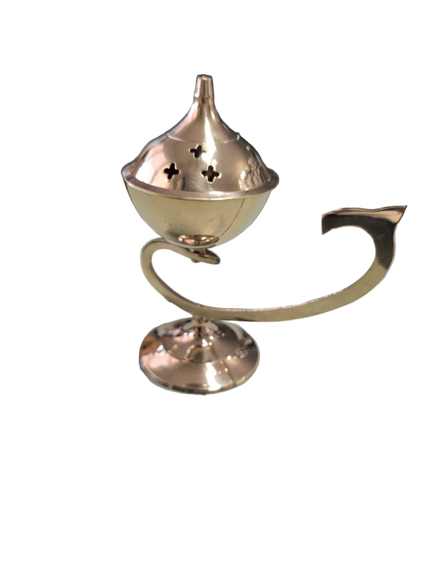Brass Incense Burner With Handle, Polished Brass