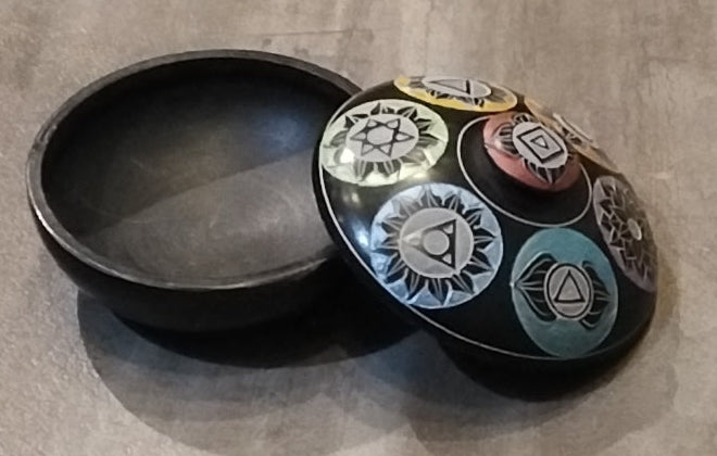 Stone Incense burner w/ symbols on lid