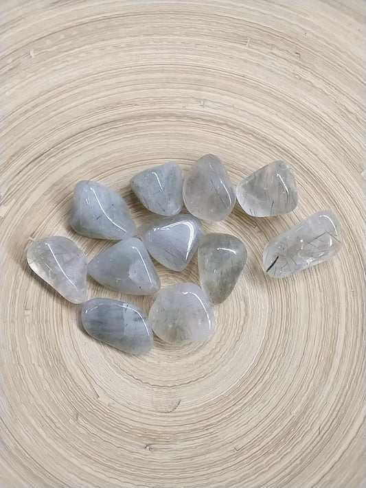 Quartz Green Rutilated Tumbled stone