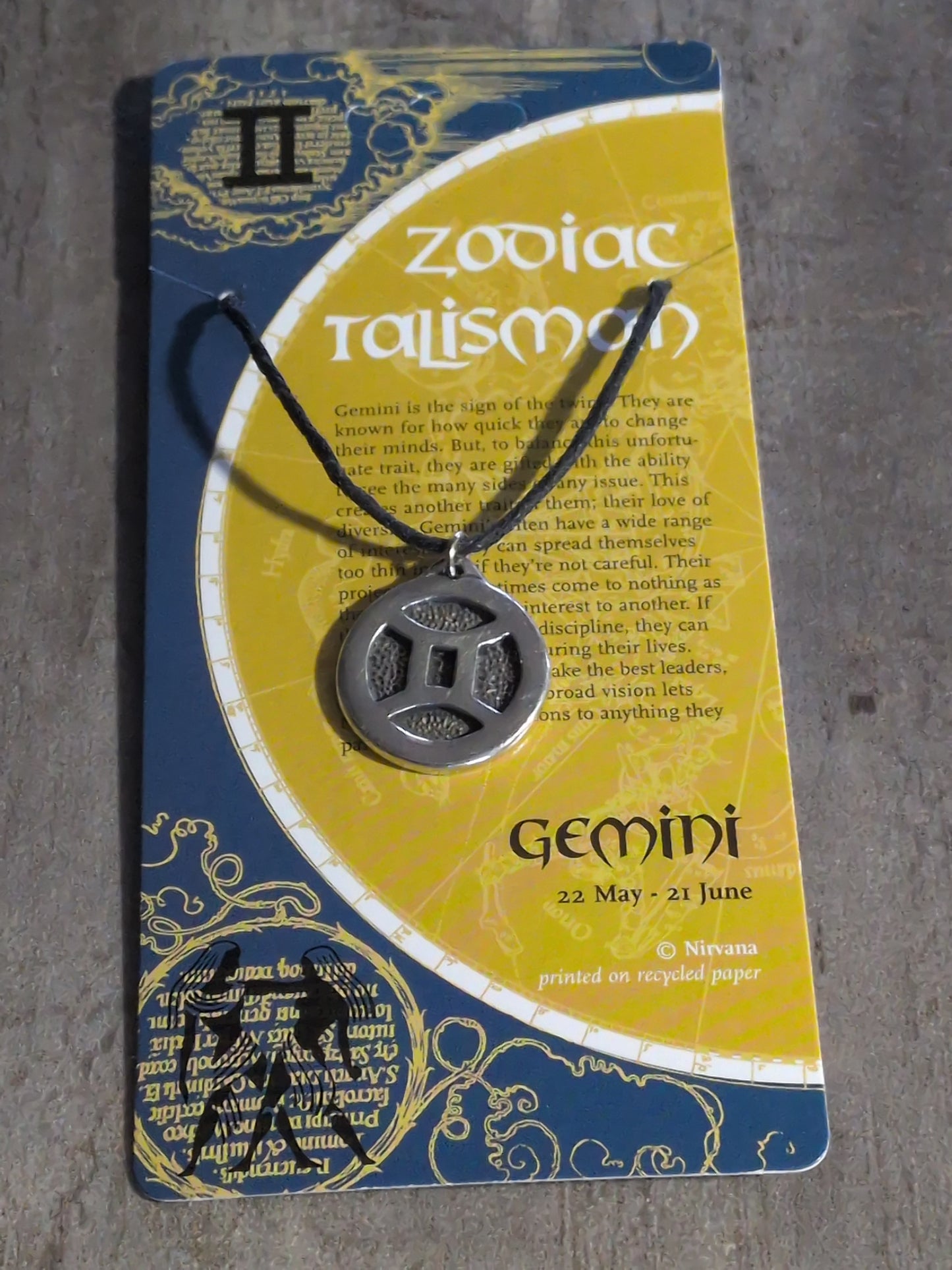 Zodiac Talisman Gemini Pewter Amulet