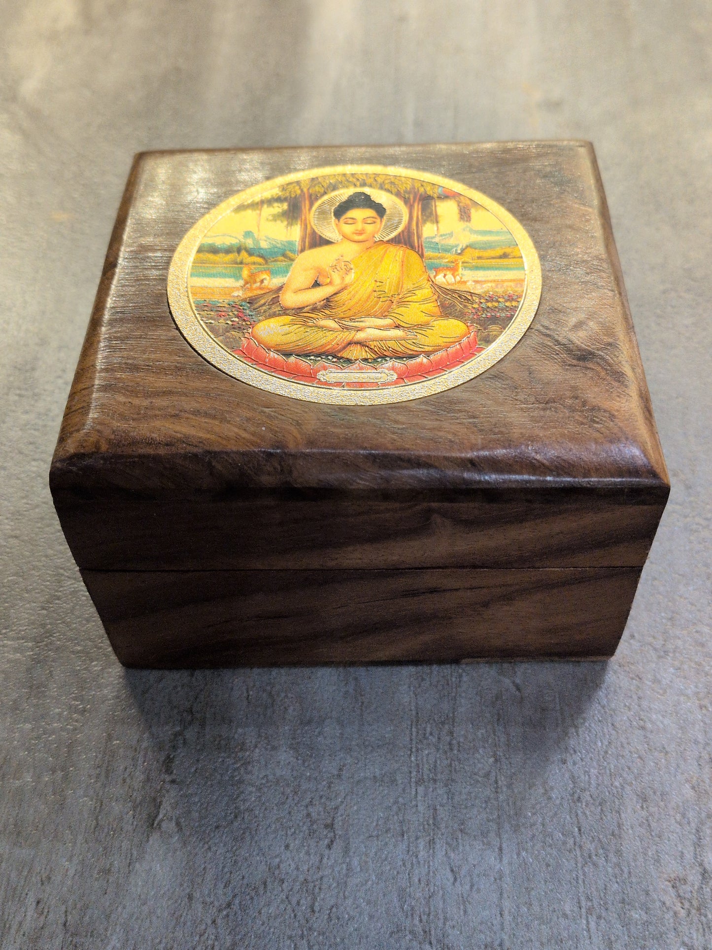Square Gold Buddha 999 wood box