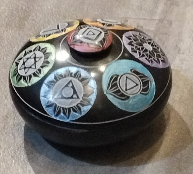 Stone Incense burner w/ symbols on lid