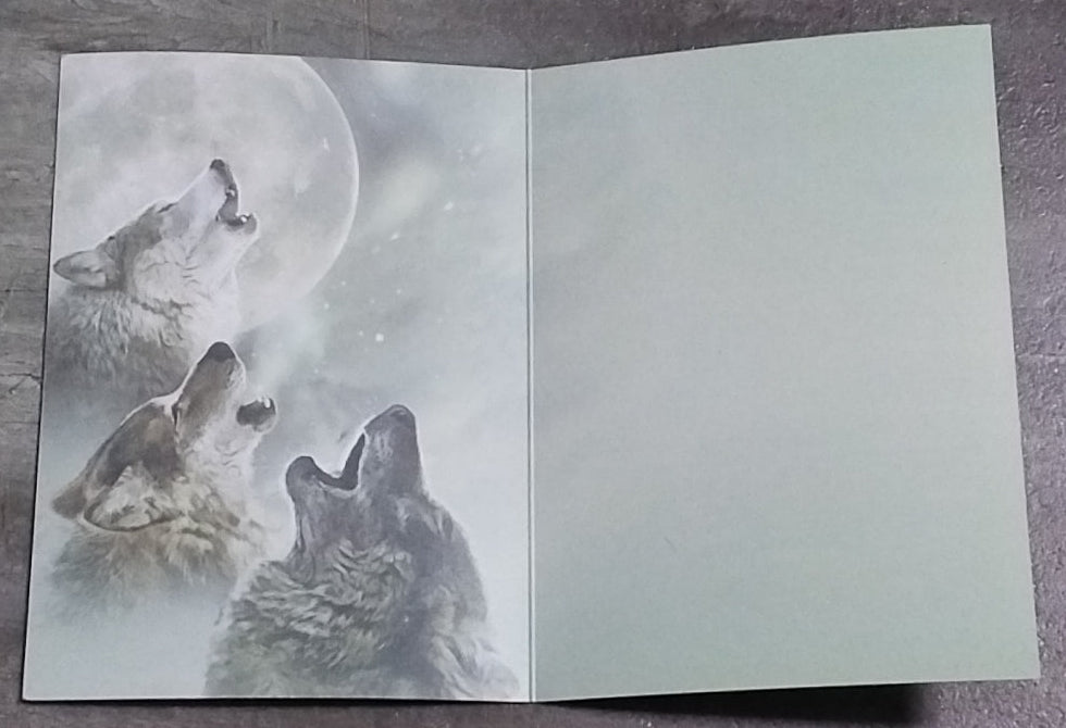 Three Wolves howling to to a Full Moon Gift Card