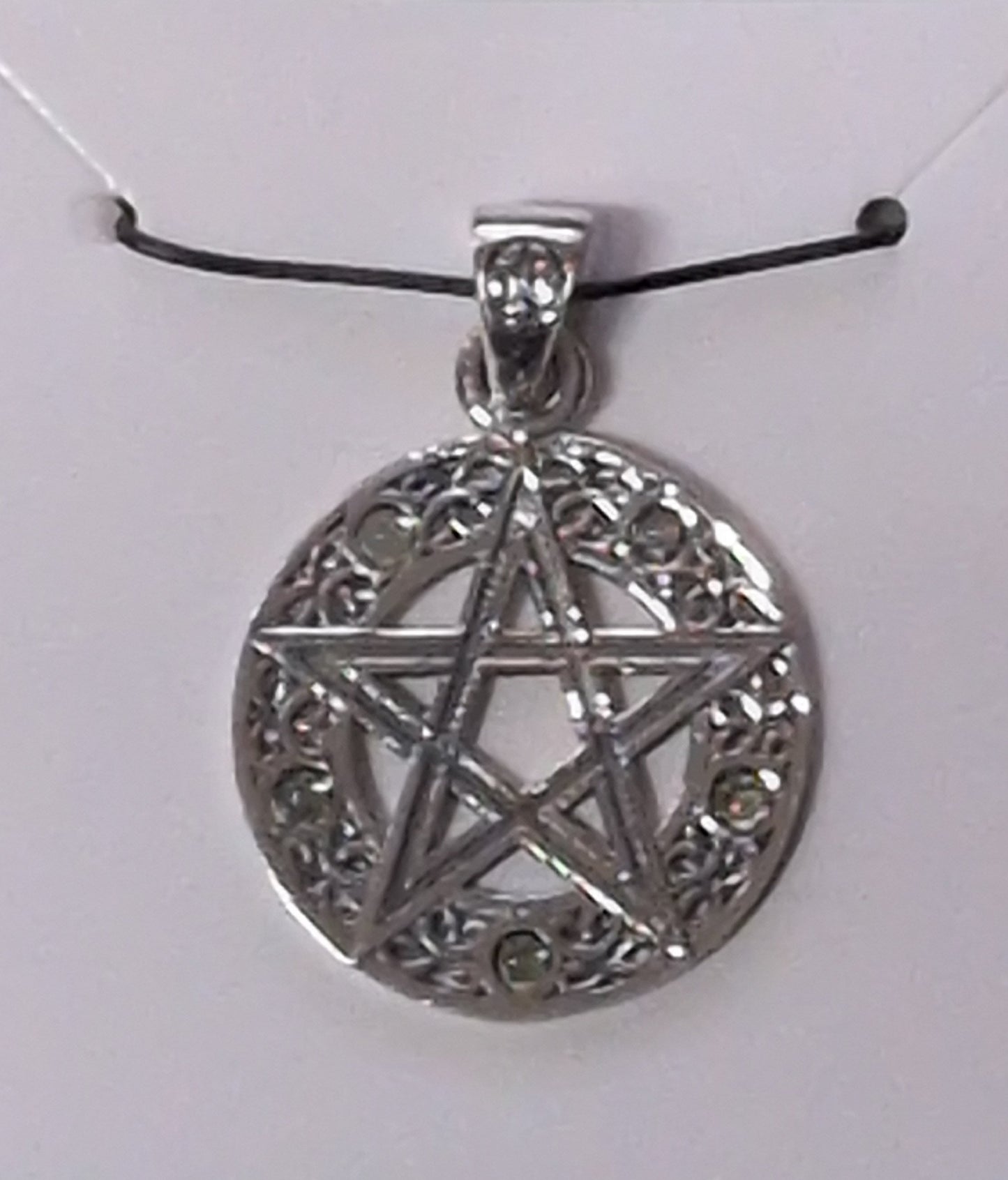 Pentagram w/Peridot Sterling Silver Pendant