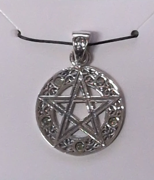 Pentagram w/Peridot Sterling Silver Pendant