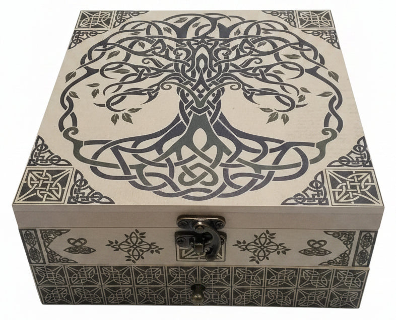 Wooden Box Printed Tree of Life (square)