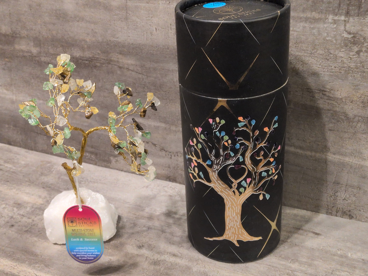 Soul Sticks Rough Stone Base Gemstone Tree - Luck & Success