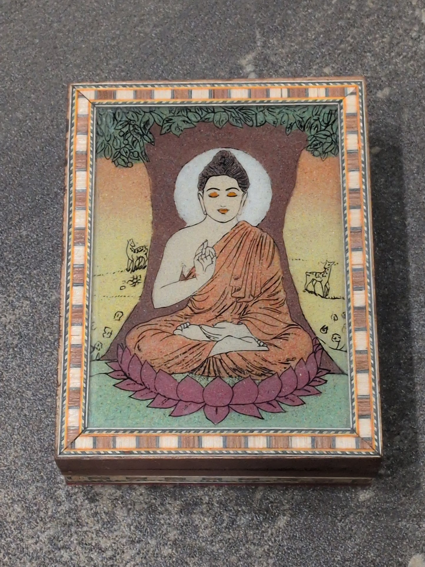 Buddha Crushed Stone Inlay wood box