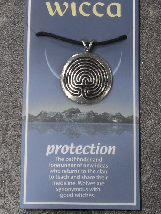 Wicca- Protection Pewter Pendant w/ Leather cord