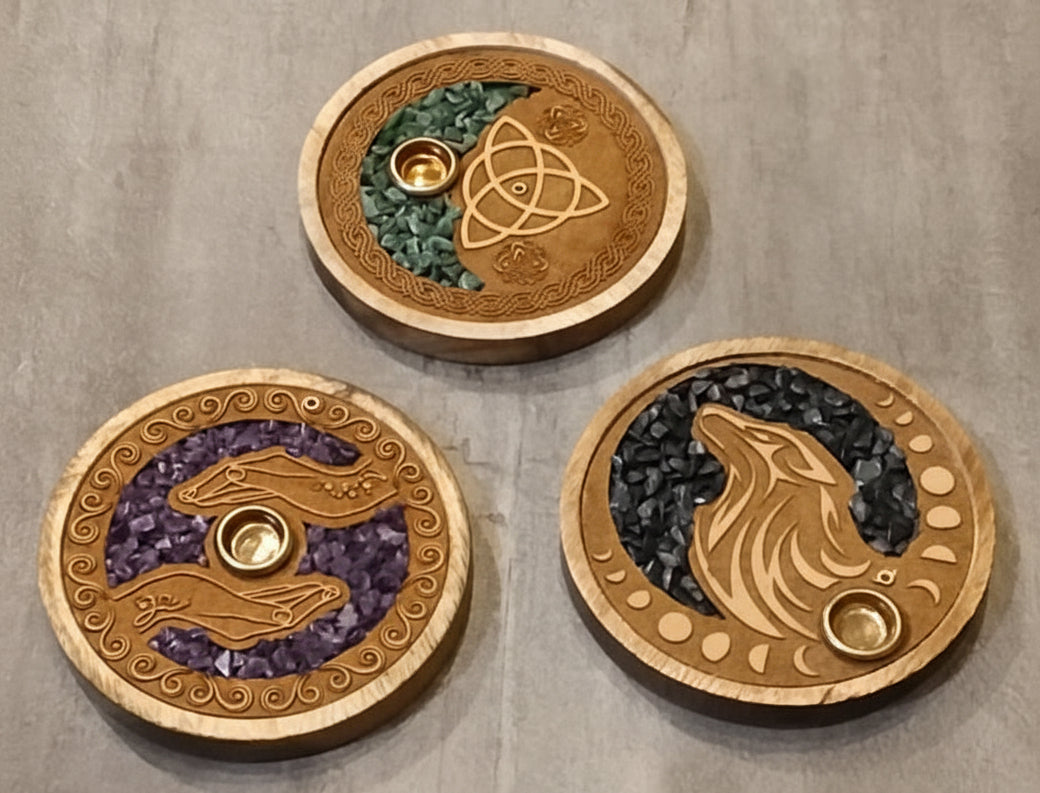 Lazer Engraved W/Gemstone Inlay Incense burner