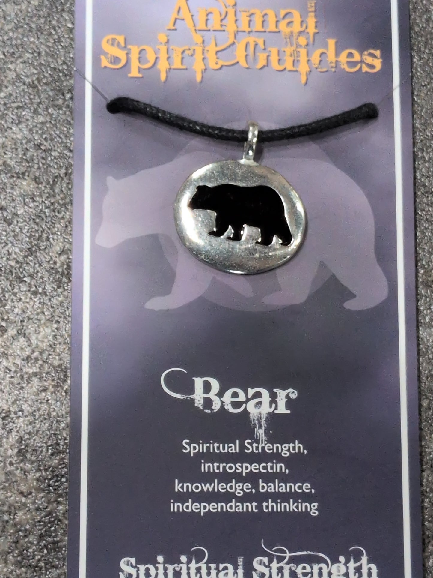 Spirit Animal Guides Bear Pewter Pendant w/ Leather cord