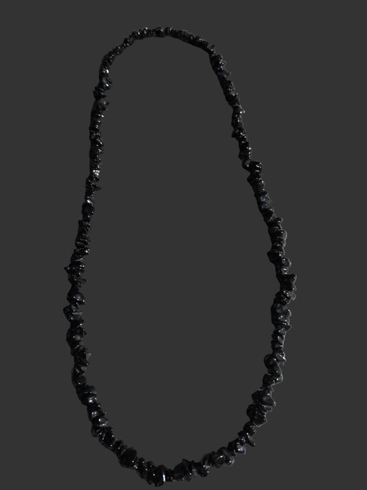 Gemstone Chips Necklace- Black Obsidian