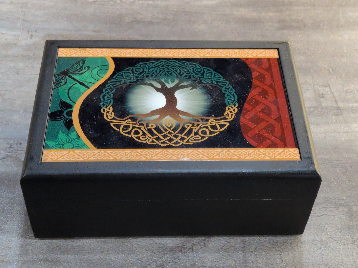 Tree of Life black wood Tarot storage box