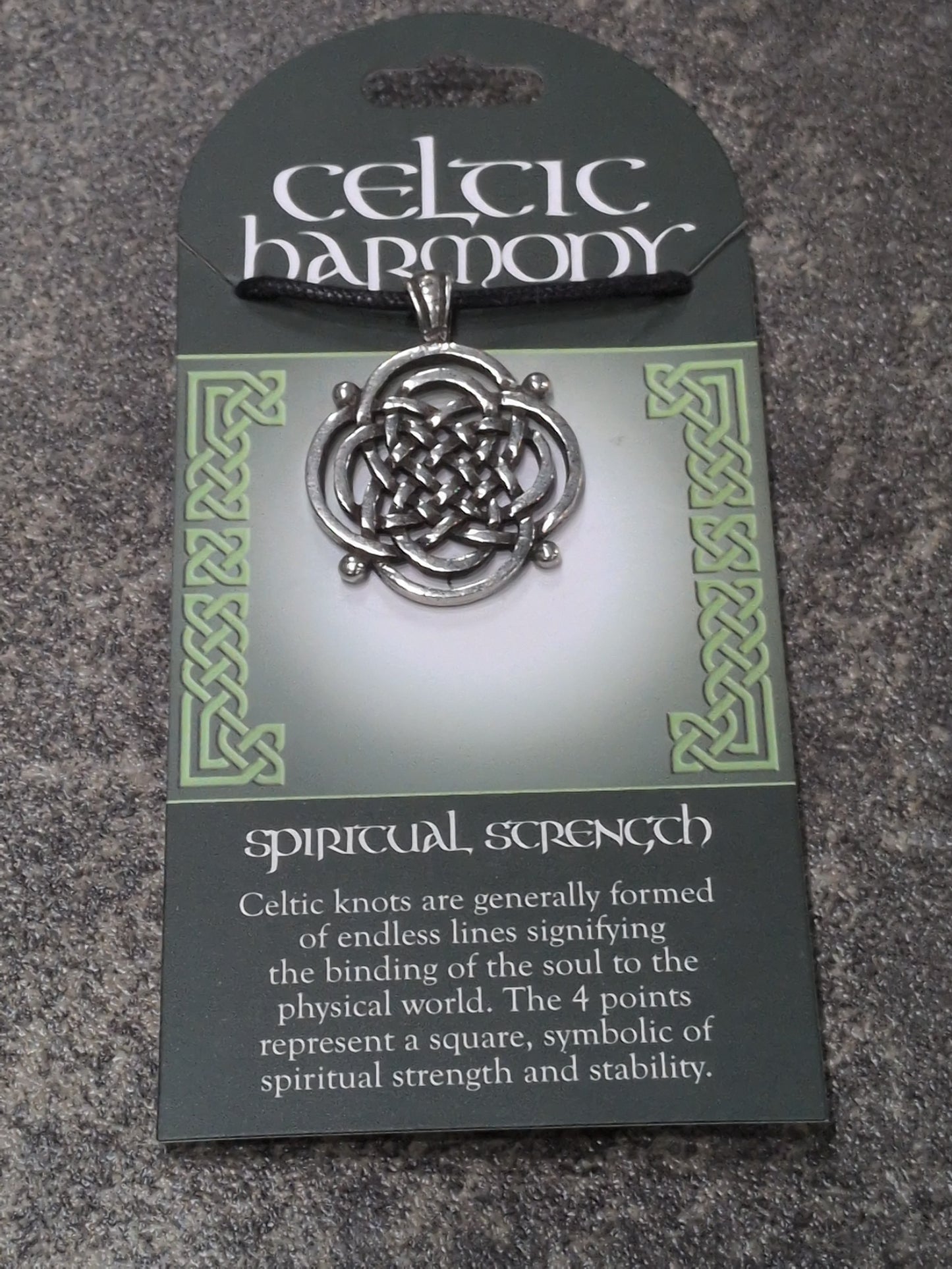 Celtic Harmony Spiritual Strength Pewter Pendant w/ Leather cord