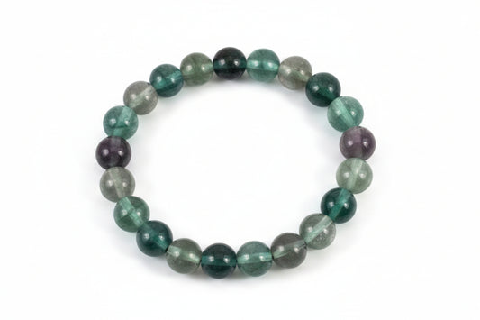 Elastic Bracelet 8mm Round Beads -Green Fluorite