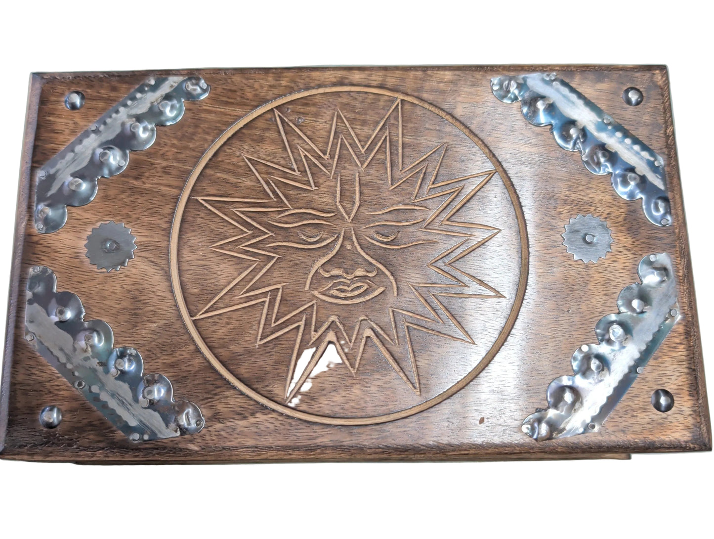 Mango Wood Sun Box With Metal Accents