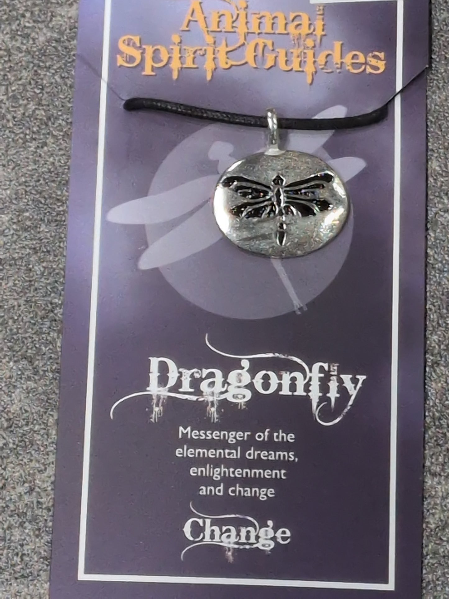 Spirit Animal Guides Dragonfly Pewter Pendant w/ Leather cord