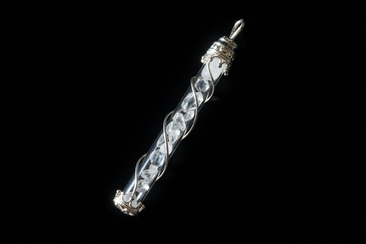 Fused Quartz Vile- Herkimer Diamond