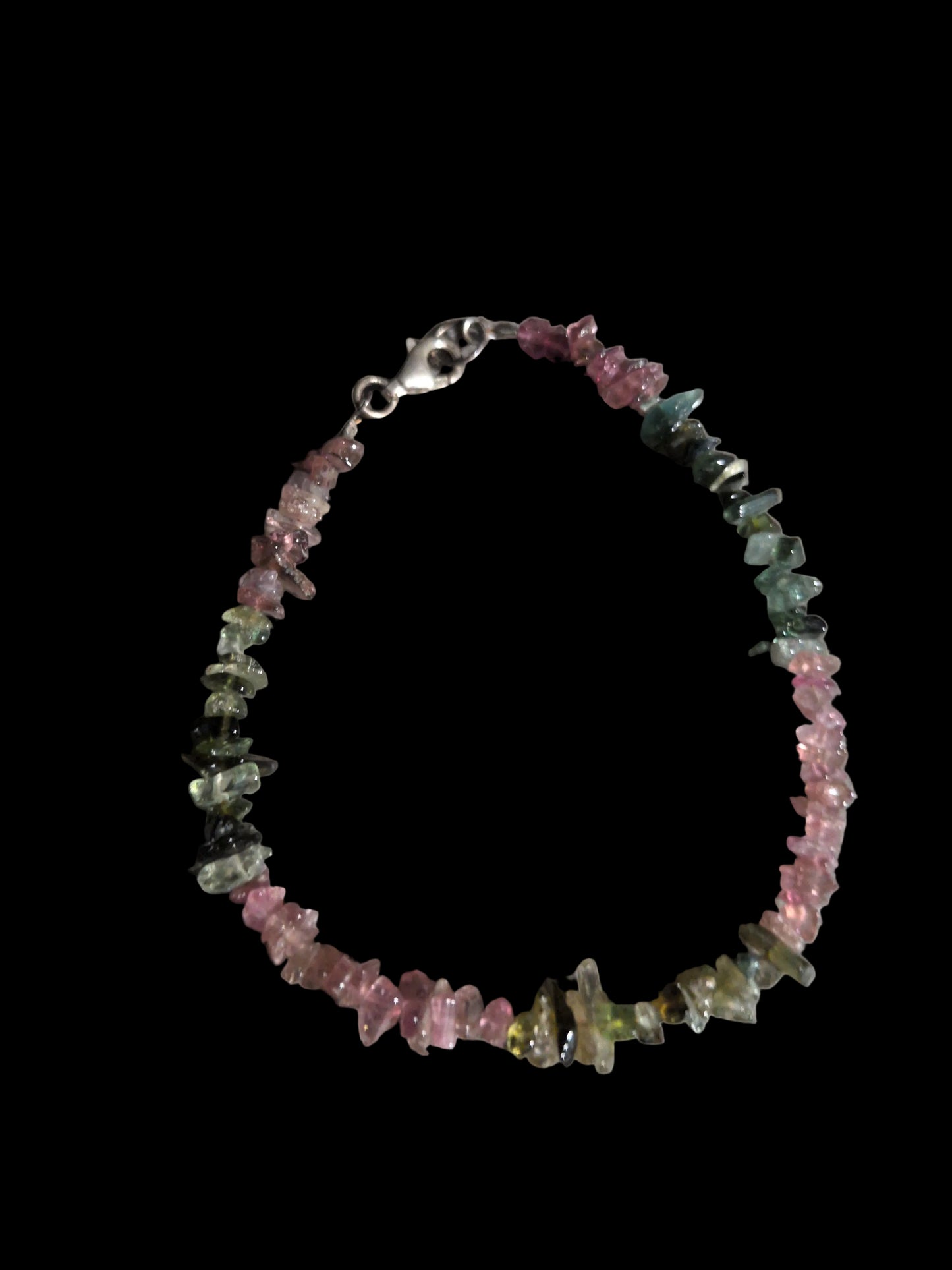 Gemstone Chips Bracelet w/ clasp- multi-Color Tourmaline