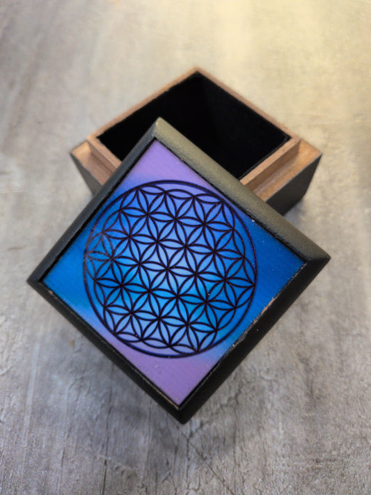 Sacred Geometry small wood box black