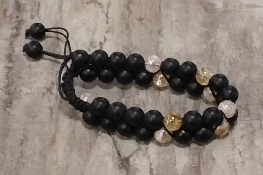 Adjustable Macrame One Gemstone Bracelet