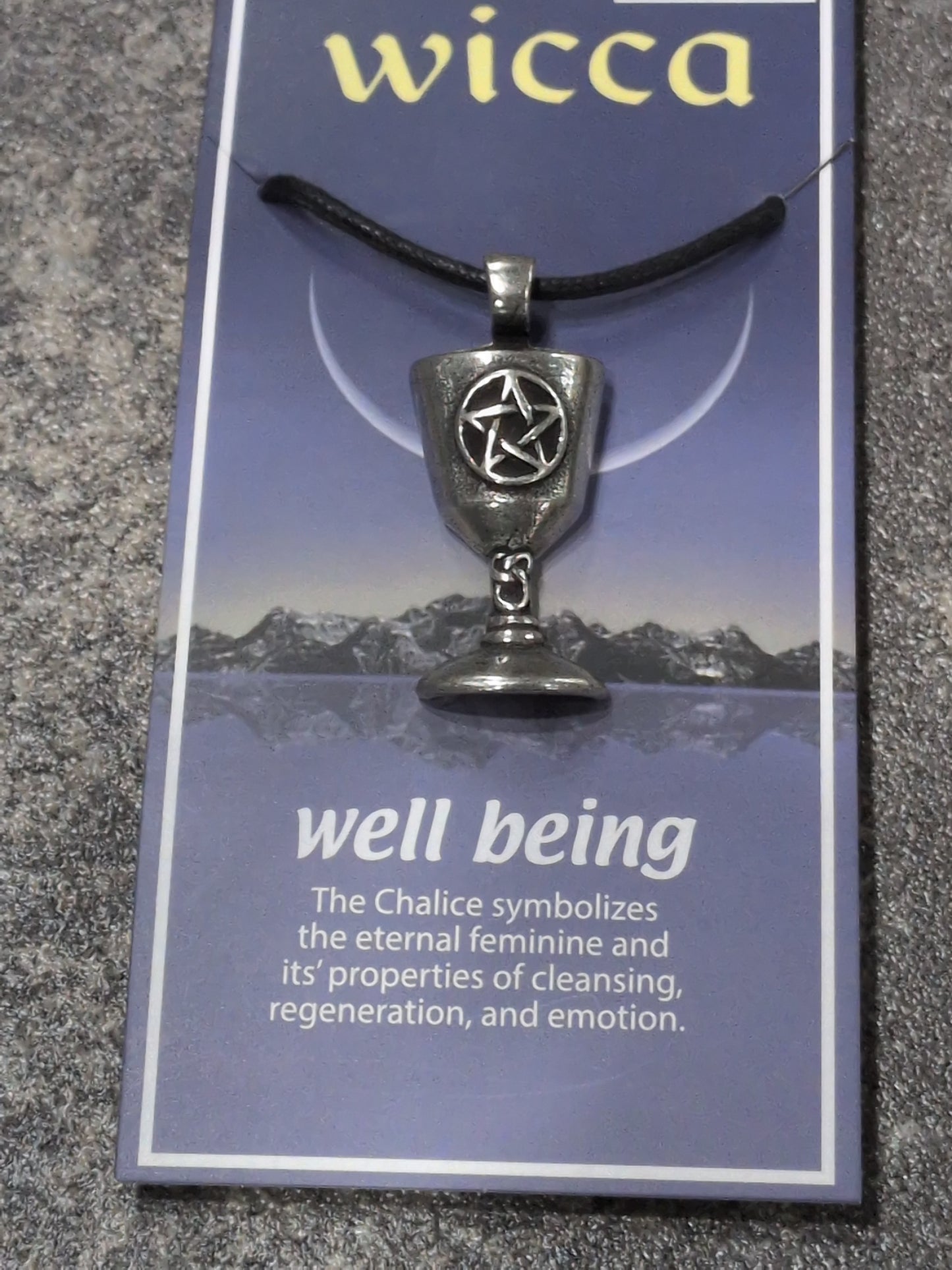 Wicca- Well Being Pewter Pendant w/ Leather cord