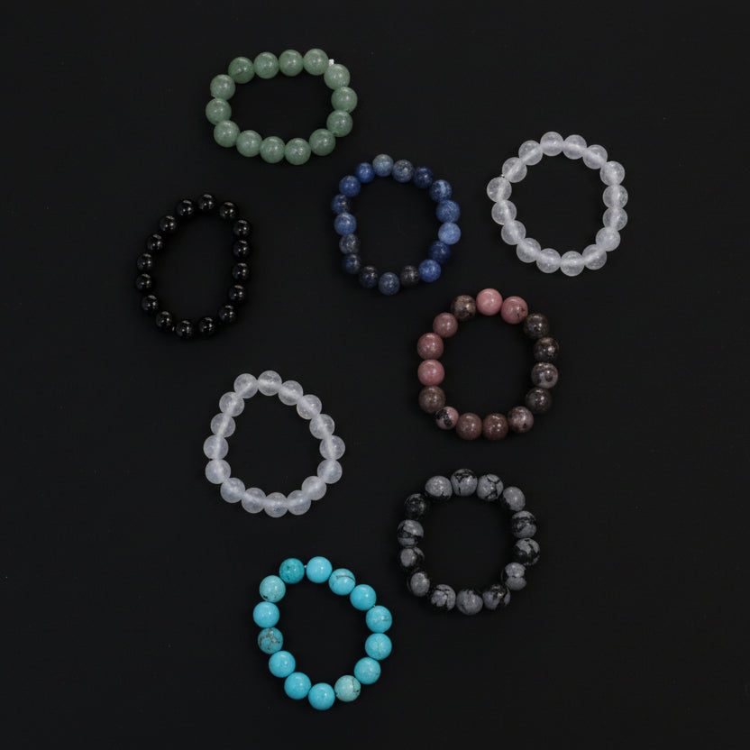 Assorted elastic bead gemstone ring