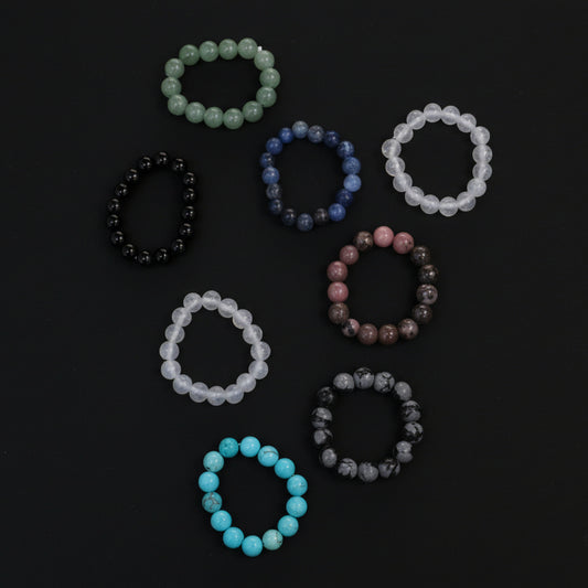 Assorted elastic bead gemstone ring