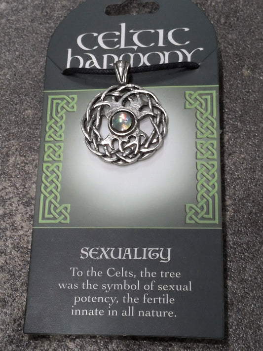 Celtic Harmony Sexuality Pewter Pendant w/ Leather cord
