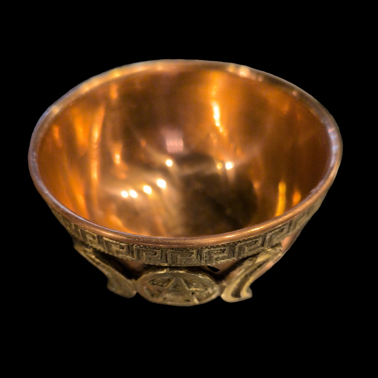 3" Copper & Brass Pentacle/ Crescent moons Offering bowl