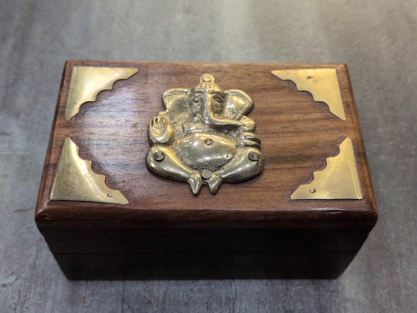 Ganesh small wood/ brass box