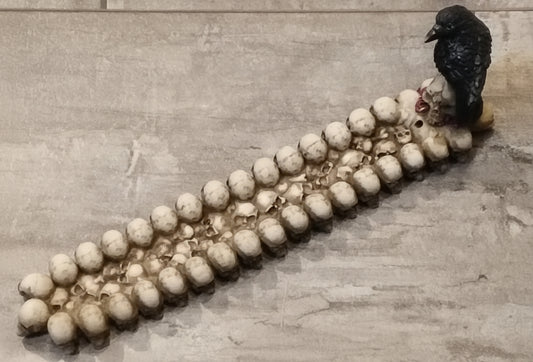 Crow atop Skull mound Incense Burner