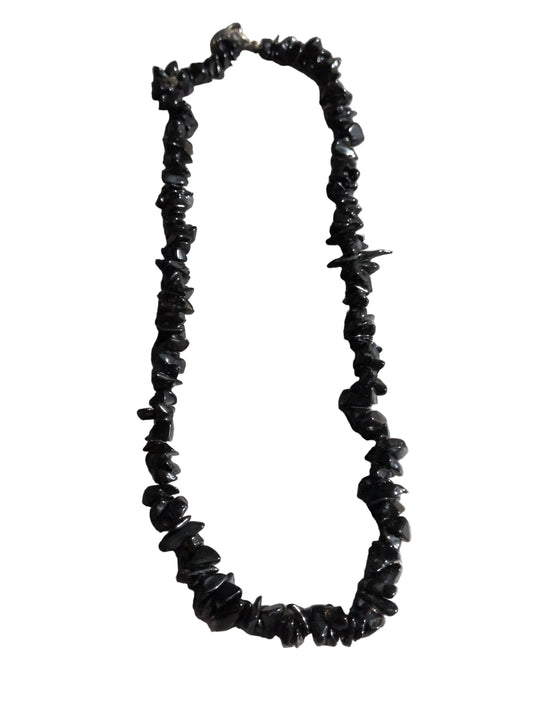 Gemstone Chips Choker- Black Obsidian