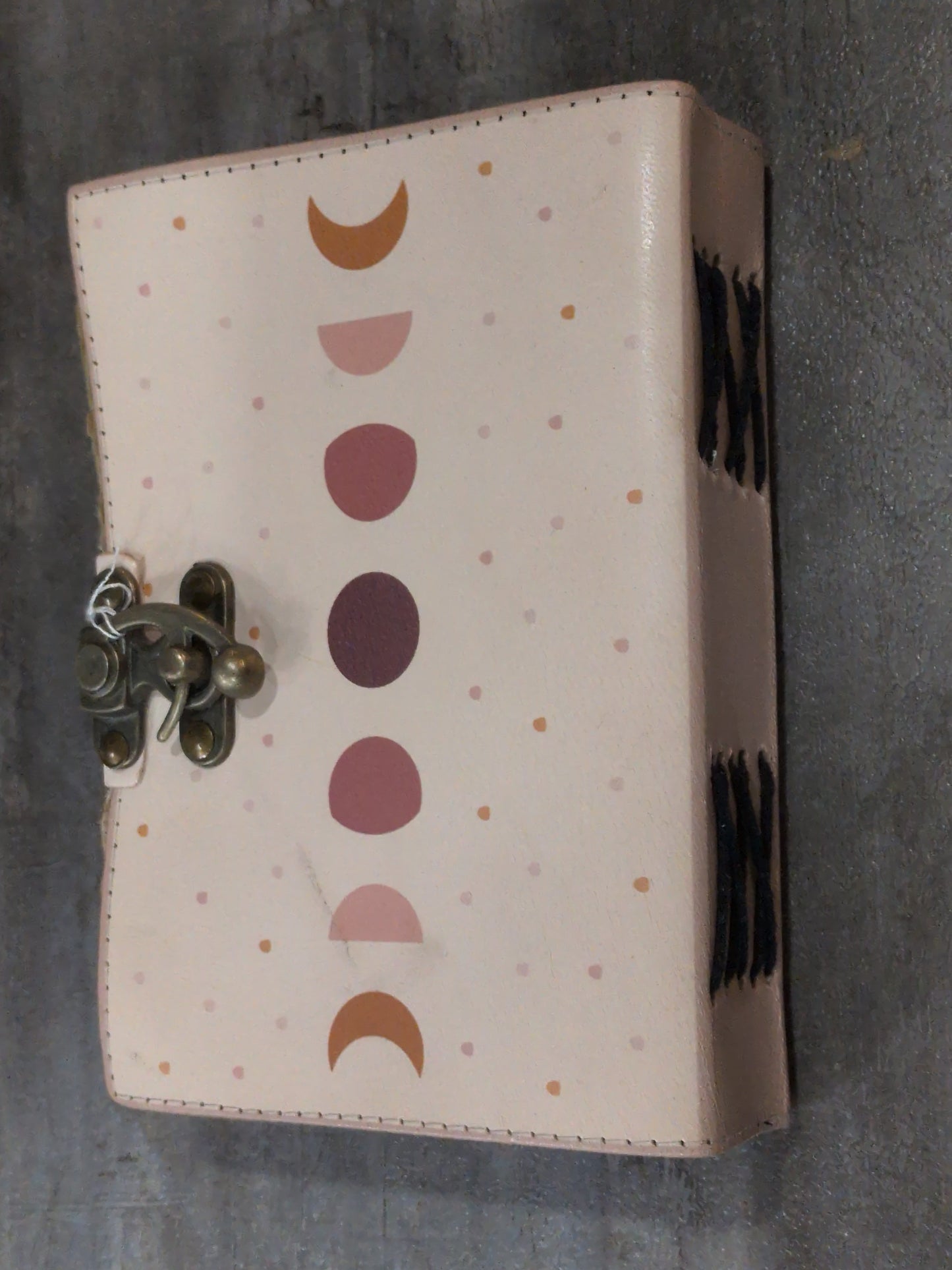 Pink Lunar Phases printed Leather Journal 5x7