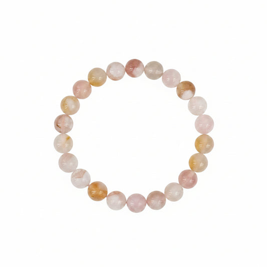 8mm Cherry Blossom Agate round bead bracelet